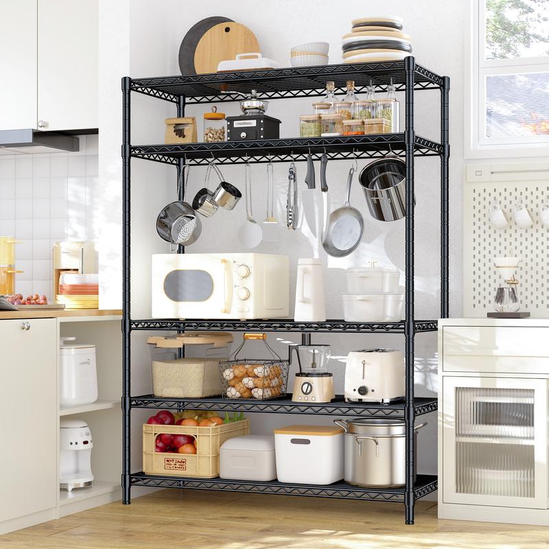 【Storage Shelf】5-Tier 59''H Storage Shelving Unit, Height is freely Adjustable & No Sharp Edges,Heavy duty & Safer Shelf,Garage tool box Standing Shelf,Closet rack,Shoe rack,Kitchen Appliance Storage Rack,The All-in-One Value,59"H*24"W*14"D 【Storage Shelf】5-Tier 59''H Storage Shelving Unit, Height is freely Adjustable & No Sharp Edges,Heavy duty & Safer Shelf,Garage tool box Standing Shelf,Closet rack,Shoe rack,Kitchen Appliance Storage Rack,The All-in-One Value,59"H*24"W*14"D