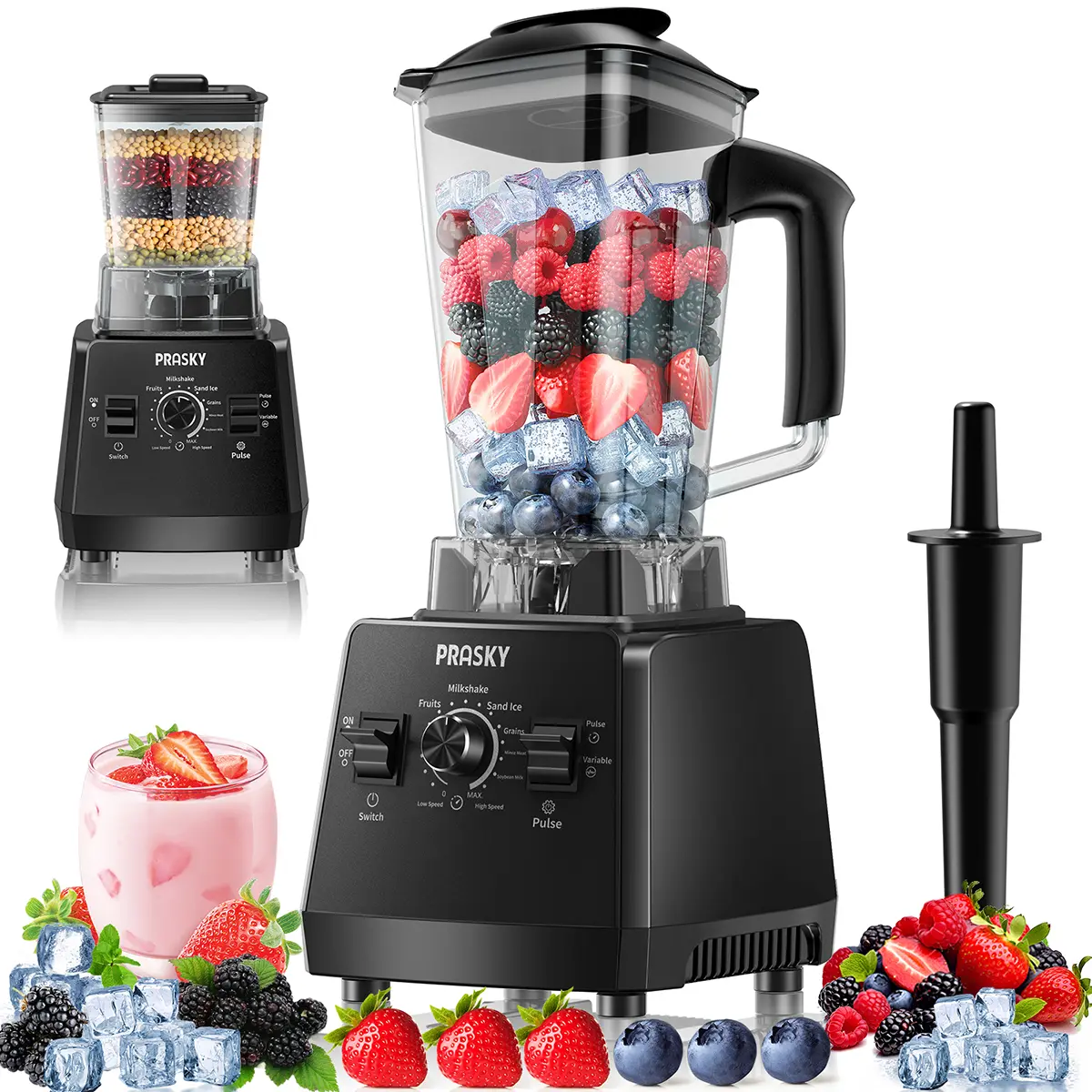2026 upgraded Prasky Pro 68oz /102oz Blender, BPA Free Powerful Dual-Container Blender Ice Crushing, Juice Smoothies,Grinder Combo 25000RPM Powerful crusher machine/SmoothieLover/SmartHome/SMARTLIVING kitchen home appliances,summerwins sum,home essentials