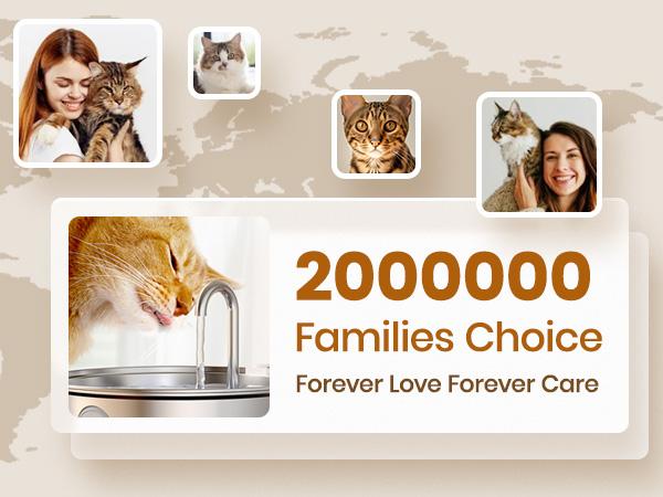 oneisall Cat Water Fountain with 3 Replacement Filters,304 Stainless Steel,  2L/67oz Automatic Water Fountain for Cats , Visual Water Level Window with LED,Gift for Pet
