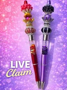 Live Claim- Fancy Snowglobe/Glitter Beaded Pen