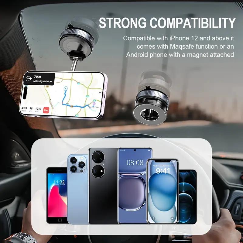Magnetic Car Phone Holder - 360° Rotation & Folding, Equipped with Vacuum Suction Cup, Suitable for Car, Gym, Office & Driving Use Magnetic Car Phone Holder - 360° Rotation & Folding, Equipped with Vacuum Suction Cup, Suitable for Car, Gym, Office & Driving Use