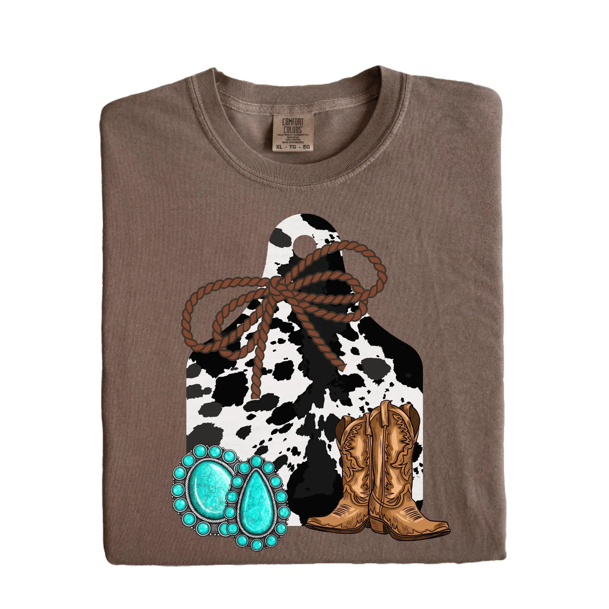 Cow Tag Graphic T-shirt Casual Fit Casual Style