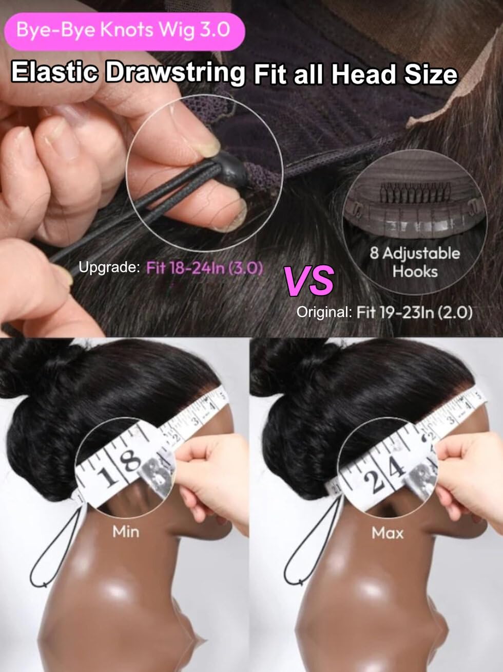 【13x6 Glueless Wig】Bling Hair Pre-Cut Lace Glueless Human Hair Wigs Pre Plucked 180 Density Brazilian Body Wave Deep Wave Wig With Invisi Drawstring for Black Women Glueless Curly Lace Frontal Wig Natural Color