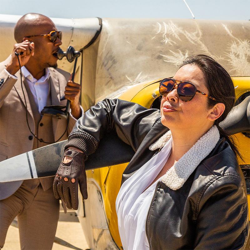 Amelia Earhart Ghosted Me - goodr Brown Tortoiseshell Mach G Aviator Polarized Sunglasses