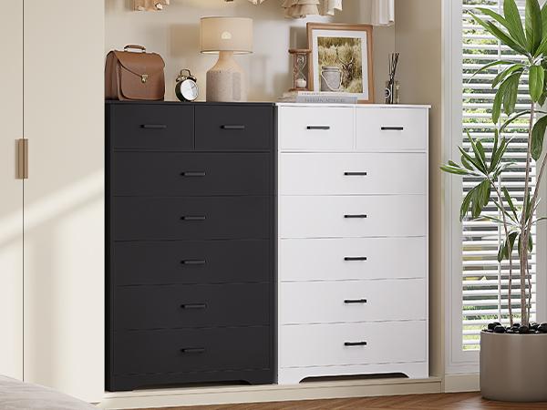 Hasuit 55.6 Inch Tall 7 Drawers Dresser Large Chest of Drawers with Modern Wooden Vertical Storage Clothes Closet Organizer Hasuit 55.6 Inch Tall 7 Drawers Dresser Large Chest of Drawers with Modern Wooden Vertical Storage Clothes Closet Organizer