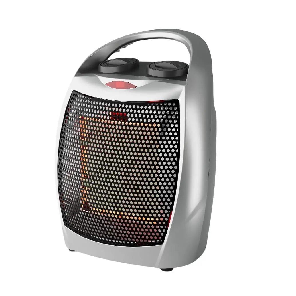 Small Space Heater, 1500W/750W Portable Electric Space Heater, PTC Fast Heating Ceramic Room Small Heater with Overheat & Tip-Over Protection Office Room Desk Indoor Use (Silver)