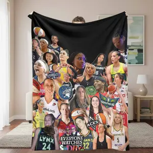 WNBA Stars Flannel Blanket Basketball Team Logo Print Soft Cozy Warm Lightweight for Bedroom Living Room Sports Events Gifts