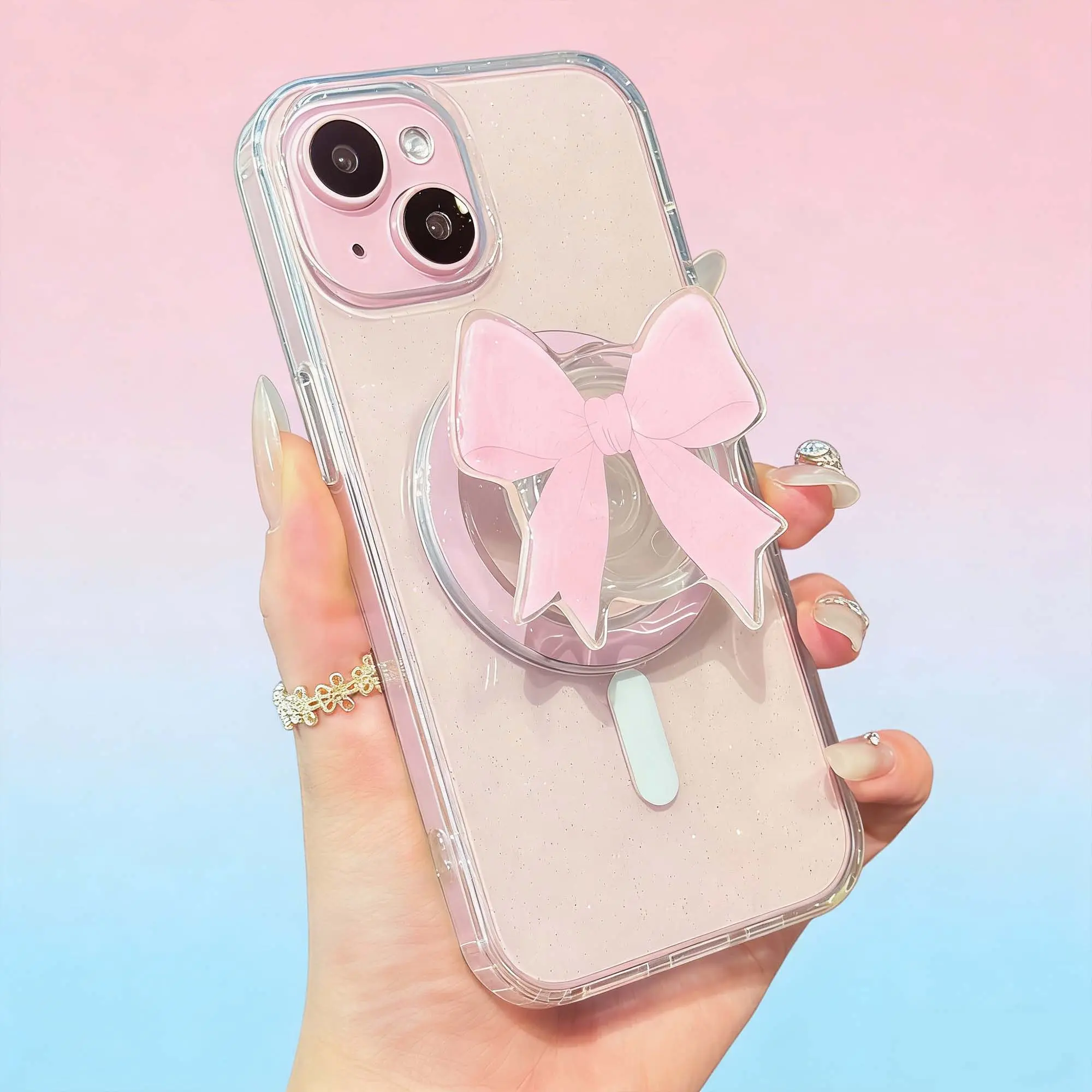 Flower-Shaped Collapsible Magnetic Phone Stand - Durable Expanding Multi-Functional Holder with Grip for Cellphone, Smartphone, Tablet, Mobile Phone Accessories, Bowknot