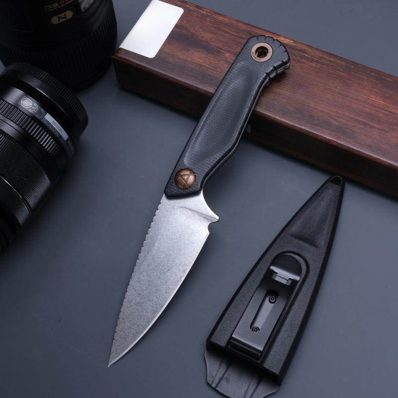 203 fixed straight knife, linen PVC handle, CMP anti-corrosion and wear-resistant high hardness steel, outdoor camping and driving survival EDC tool, the best men's gift.