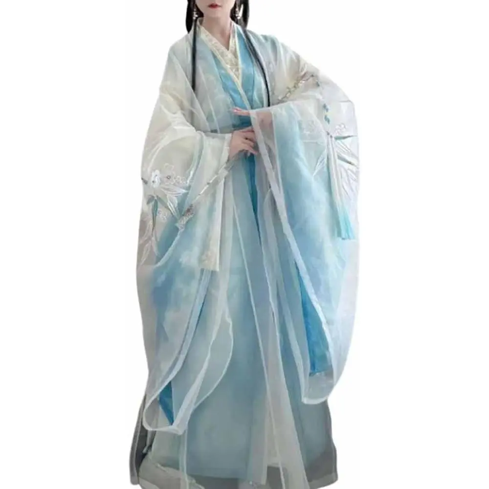 Women's Plus Size Hanfu Costume, Traditional Tang Dynasty Embroidered 4-Piece Robe Set, Retro Chinese Style Dress for Parties & Photography, Clothes, Fit, Long Sleeve, 8Xl, Holiday, Traditional Ethnic Style Hanfu, Hanfu Set