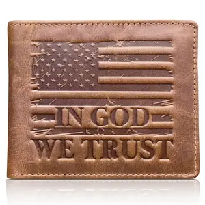 Patriot Gear Leather American Flag Wallet for Men, RFID-Blocking Bi-Fold with 10 Card Slots