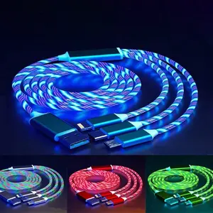 3 In 1 Mobile Phone Charging Cable, 1.2M Luminous Data Cable, Multifunctional Charging C
