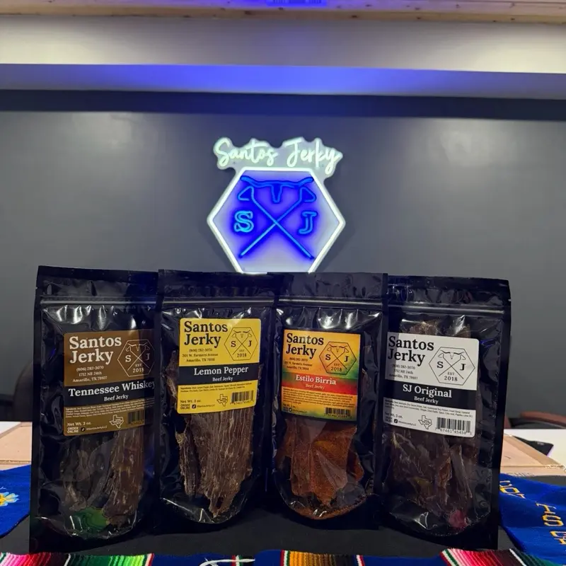 Santos Jerky NOT SPICY 4 Bags Bundle Pack ( 1 Estilo Birria, 1 Lemon Pepper, 1 Original, 1 Tennessee whiskey.)
