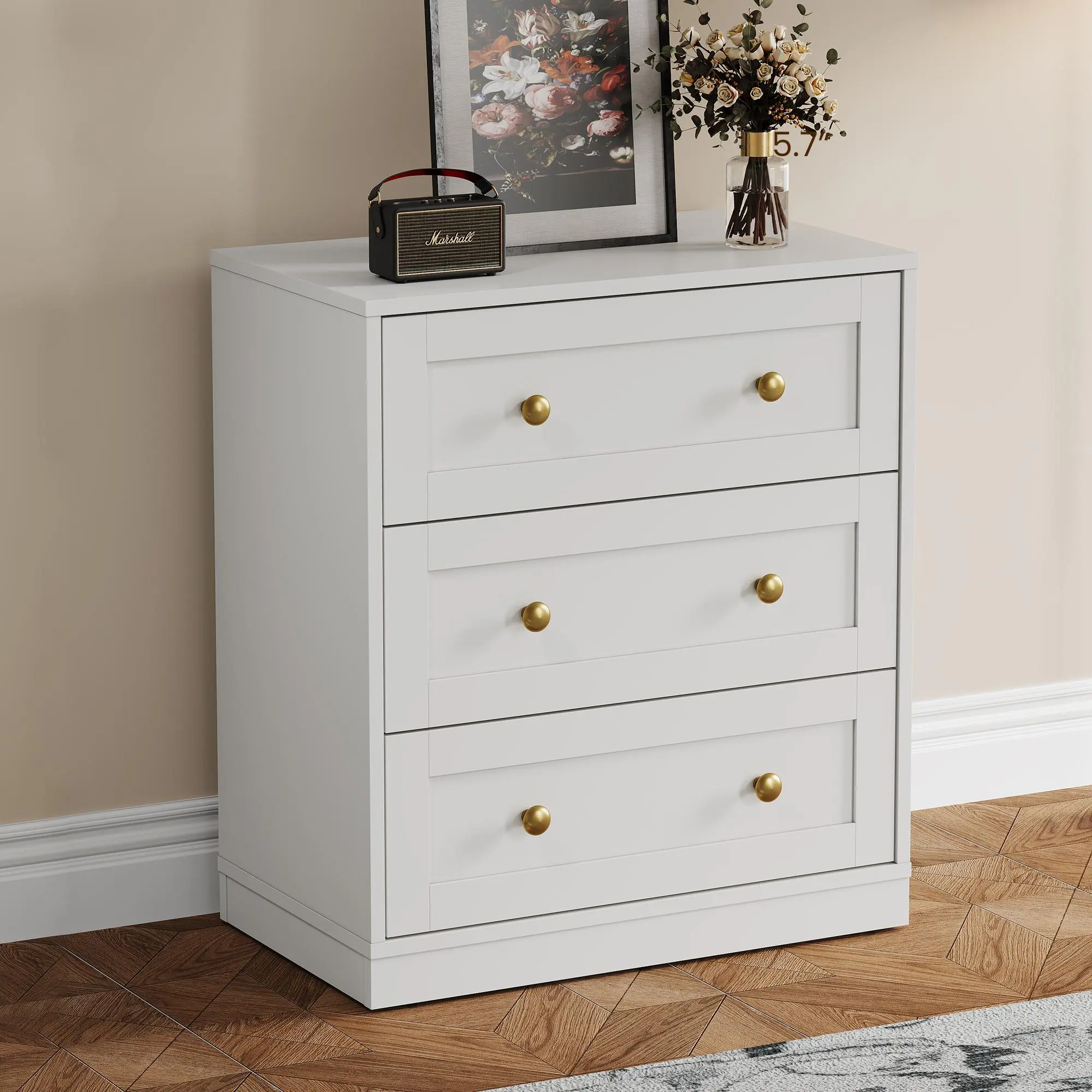 3 drawers-White
