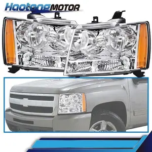 CROSSDESIGN FIT FOR 2007-14 CHEVY TAHOE SUBURBAN CHROME HOUSING AMBER CORNER HEADLIGHTS LAMP