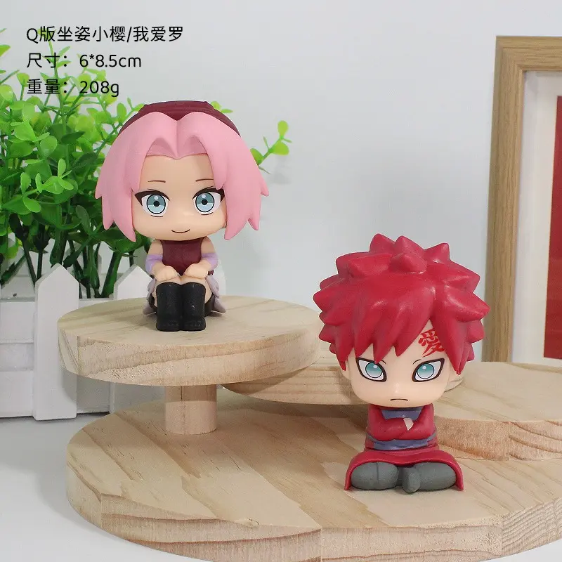 Chibi-style figure: Gaara or Sakura (seated pose) – anime model toy/car dashboard ornament.