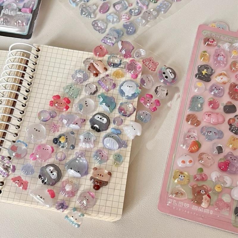 Stickers Selectable 3D Puffy Carton Animal Sticker Random Design Cute 3D Sticker Room Decor DIY Decorative Decal for Phone Case Water Cup Supplies Cellphone Smartphone Screen Protector Casing Cover Shockproof Protection Mini Protective Scrapbooks Fun Kids