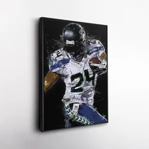 [No Frame] Marshawn Lynch Wall Art Seattle Seahawks Poster, Poster Gift for Fan Room, Man Cave, or Office