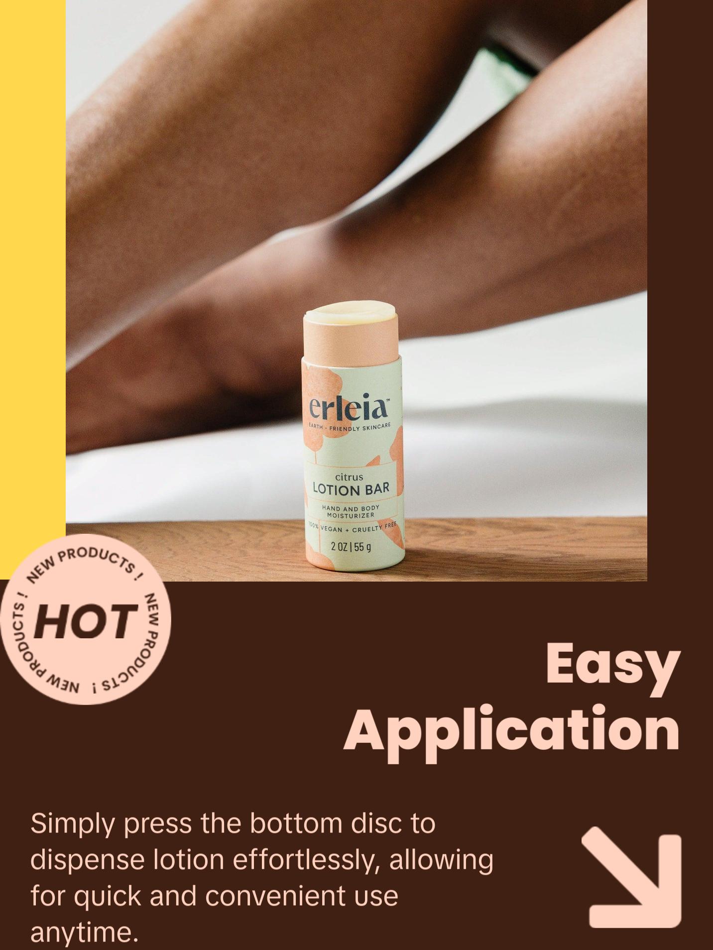 100% Vegan and Cruelty-Free Lotion Bar for Moisturizing and Nourishing Hands and Body, 2 oz - Body Care, Moisturize