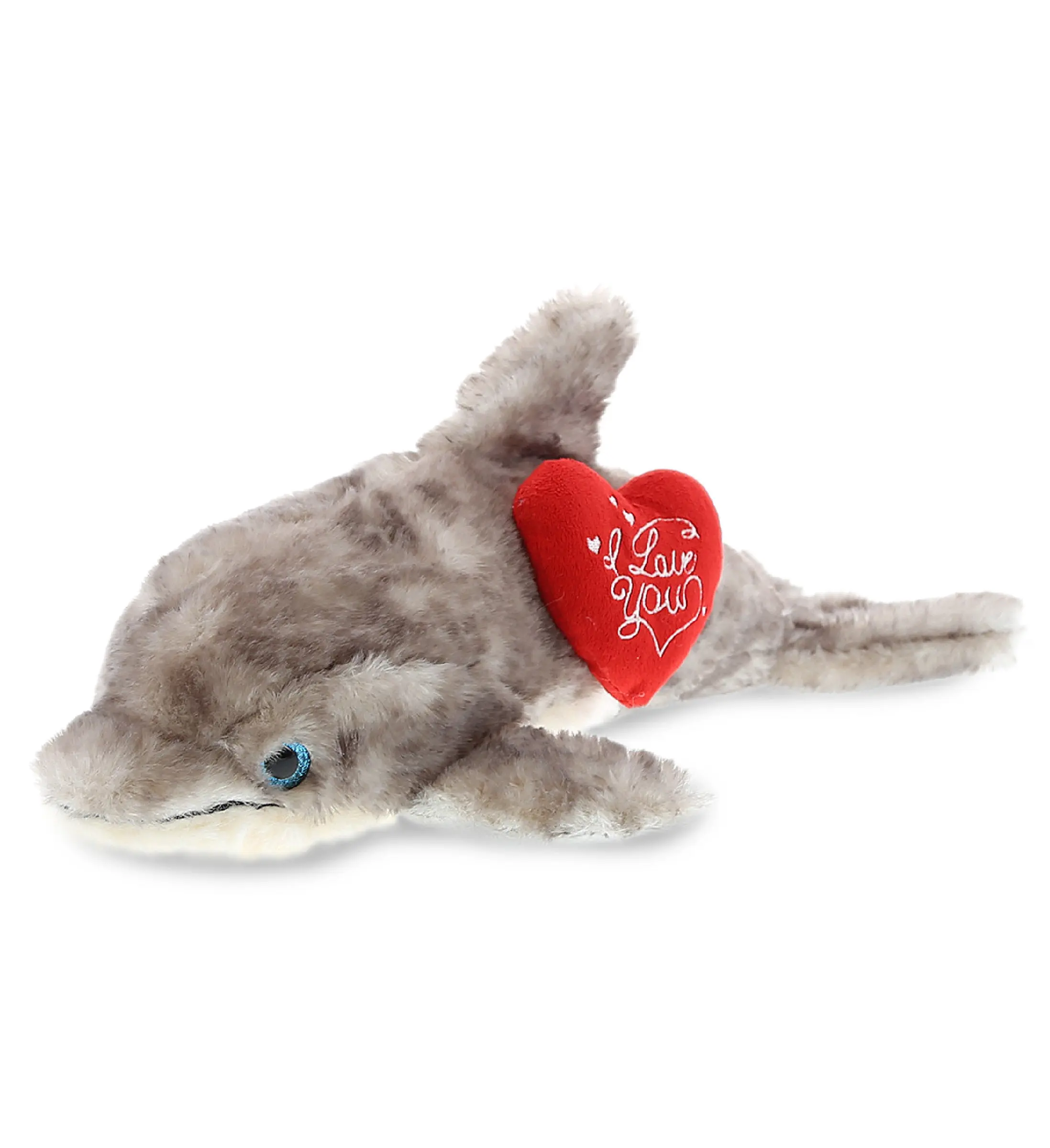DOLLIBU 16.5 in Realistic Grey Dolphin Soft Stuffed Doll - Red Heart "I Love You" Stuffed Animal, Cute Gift for Kids, Stuffed Animal Realistic