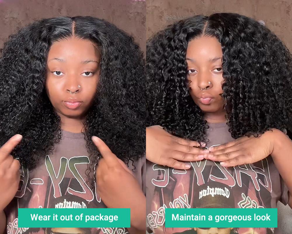 [Spring Must Have] Asteria Hair Curly 7x4 Pre Cut Ready to Go Glueless Wig Pre Bleached Lace Closure Wig Human Hair Natural Hairline Valentine Musts