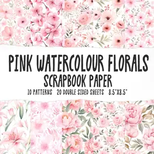 Pink Watercolour Florals Scrapbook Paper: Light Pink Flower Scrapbooking Paper Pad, Watercolour Patterned Sheets For Craft DIY Paperback – February 13, 2024