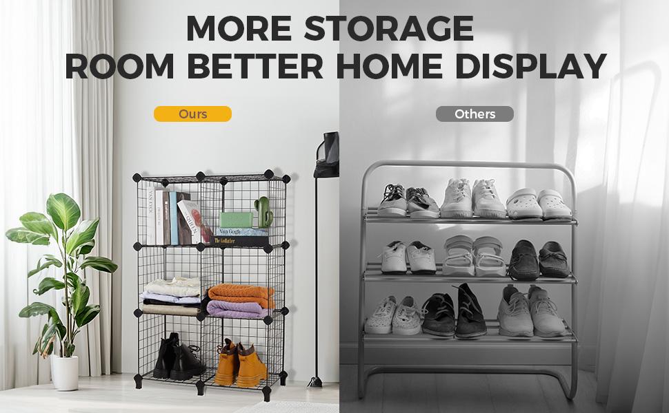 KITEXPERT 6-Cube Wire Storage Organizer，Multi-Use DIY Storage Cube Shelf for Books, Toys, Cat，Rabbit，Dog，Pet Supplies，Gift for Pet，Racks