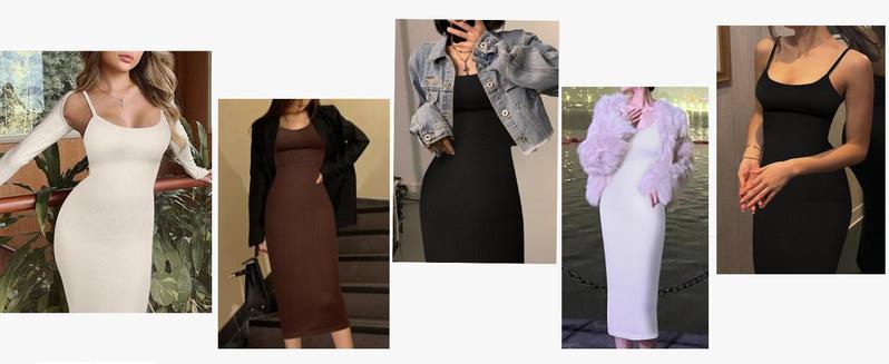 FeelinGirl Bodycon Dress for Women Built in Bra Ribbed Midi Dress Sleeveless Bodycon Maxi Dresses Casual 360° waist control  Summer Minimalist  dealsforyoudays