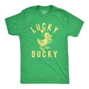 Mens Lucky Ducky T Shirt Funny Saint Patrick's Day Parade St. Paddy's Novelty Tee for Guys Mens Funny T Shirts Cool Vintage Fashion T-Shirt Gift Classic Menswear Saint Patrick's Day Apparel for Men Funny Green