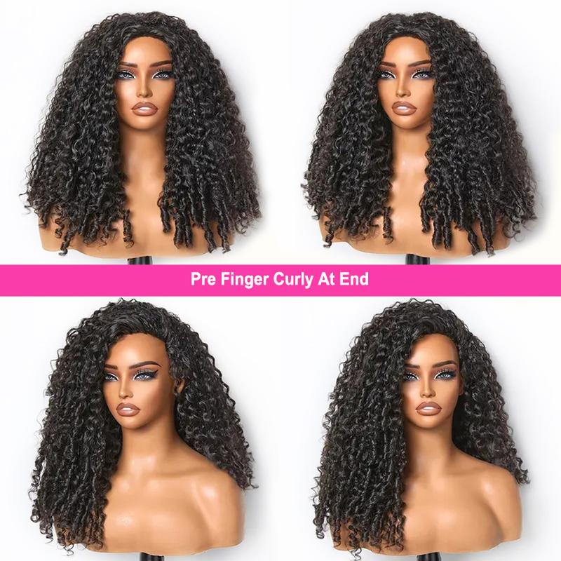 Burmese Curly Wear Go 3 In 1 Half Wig Glueless Human Hair Wig With Drawstring 220% Density Invisi Fit Strap Flip Over Wig For Beginners
