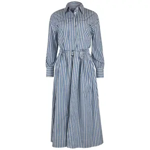 Wide Stripe Skirt Overlay Shirt Dress