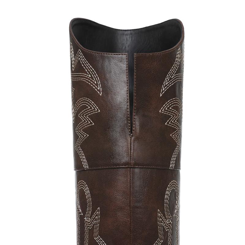 Women‘s Over the Knee Cowboy Boots Embroidery Cowgirl Boots Pointed Toe  Chunky Heel Side Zipper Boots Thigh High Western Boots Retro Country Vintage Fashion Tall Boots for fall