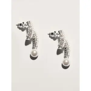 BloomChic Zircon Pearl Elegance 925 Silver Needle Drop Earrings 2026 Spring Break Gift For Easter's Day Mother's Day