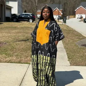 Karabé x MK - Long Maxi  Adire and Aso Oke Dress (One Size)