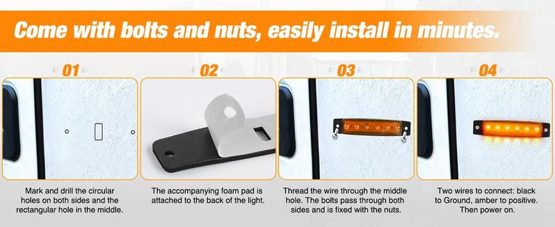 Nilight 10PCS 3.8” 6 Amber Indicator Rear Side Truck Trailer RV Cab Boat Bus Lorry LED Marker Clearance Light Nilight 10PCS 3.8” 6 Amber Indicator Rear Side Truck Trailer RV Cab Boat Bus Lorry LED Marker Clearance Light