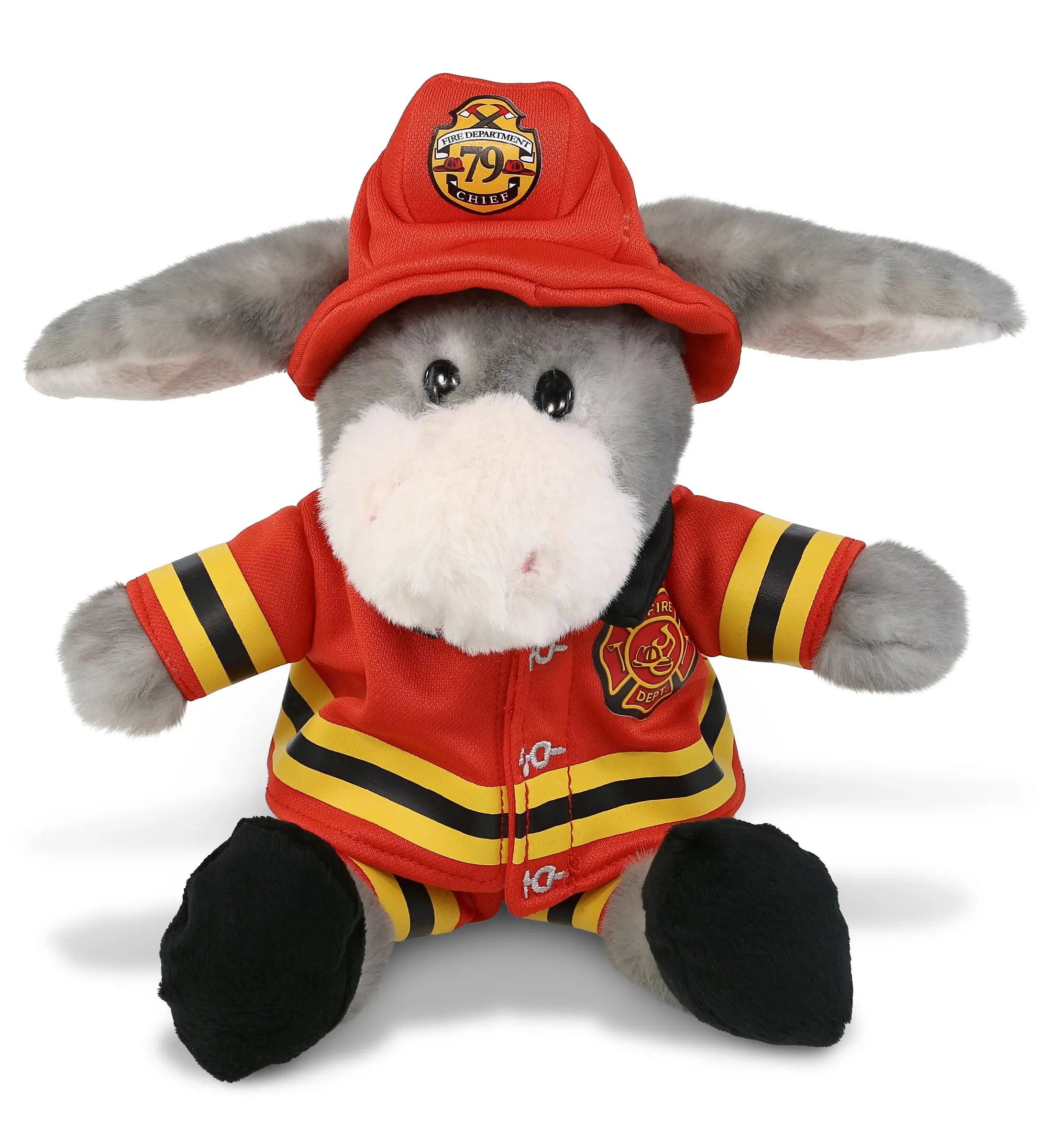 PLUSH FIREMAN - SUPER SOFT PLUSH - SITTING GREY DONKEY