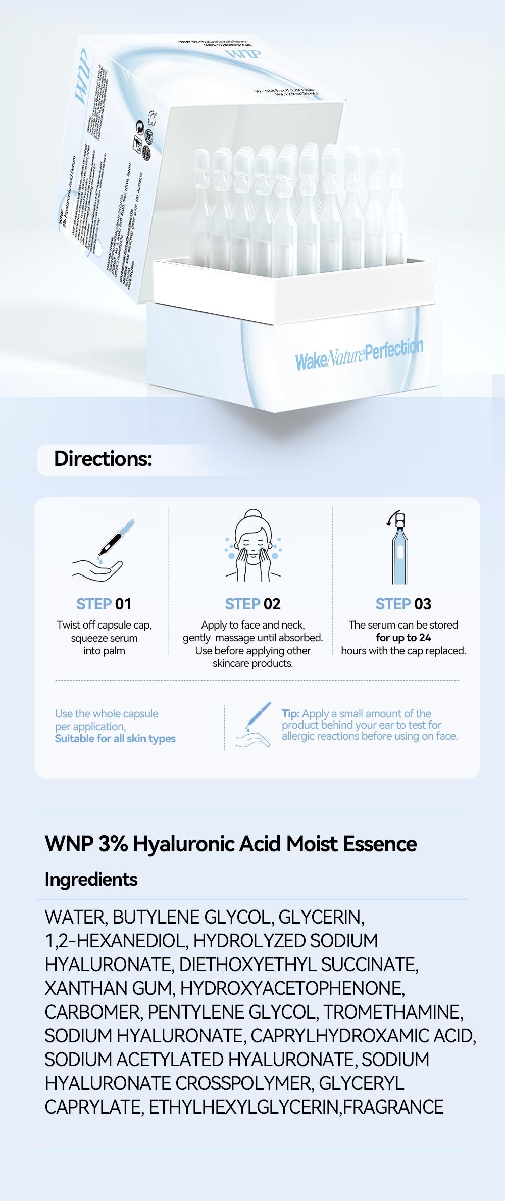 [WNP Official]  Hyaluronic Acid Serum | 3% 4D Hyaluronic Acid | Deep nourishment | Hydration and long-lasting moisture | Boosts skin brightness | Smooths fine lines | Glass-skin glow | Great for all skin types