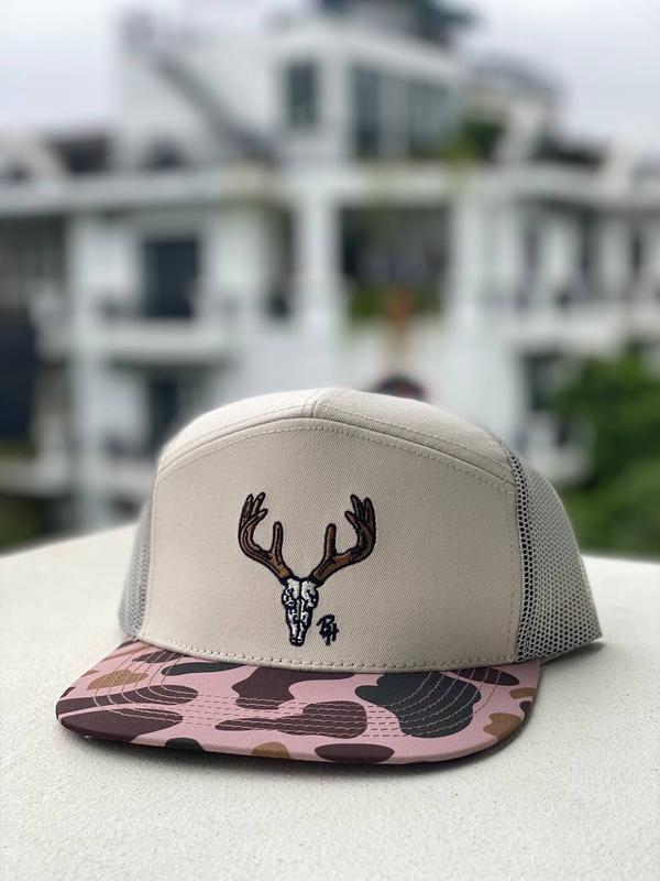 Deer Skull 7-Panel Hat - Duck Camo