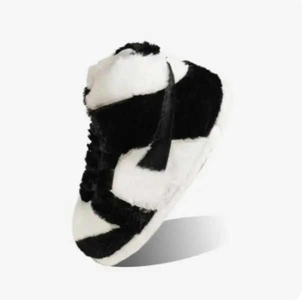 Fluffy Plush Sneaker Slippers – Trendy Furry Soft House Shoes, Anti-Slip Unisex Indoor Outdoor Slides, One Size Fits Most
