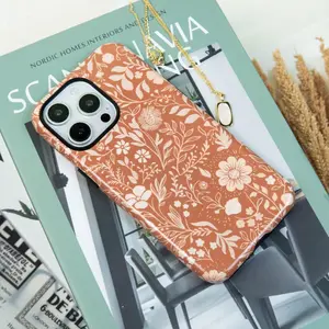 BEIGE Boho Floral Phone Case, Aesthetic Flower Case, Tough Case Phone, Magsafe Tough Phone, IP 17,16 15, 14, 13, 12, 11, X, Pro, Pro max, Plus, SS21-25, Ultra