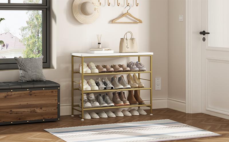 Shoe Rack Organizer, 4-Tier Large Capacity Shoe Rack for Closet, 16 Pairs Shoe Storage Shelf with MDF Top Board, for Entryway, Garage, Bedroom, Cloakroom Deals For You Days