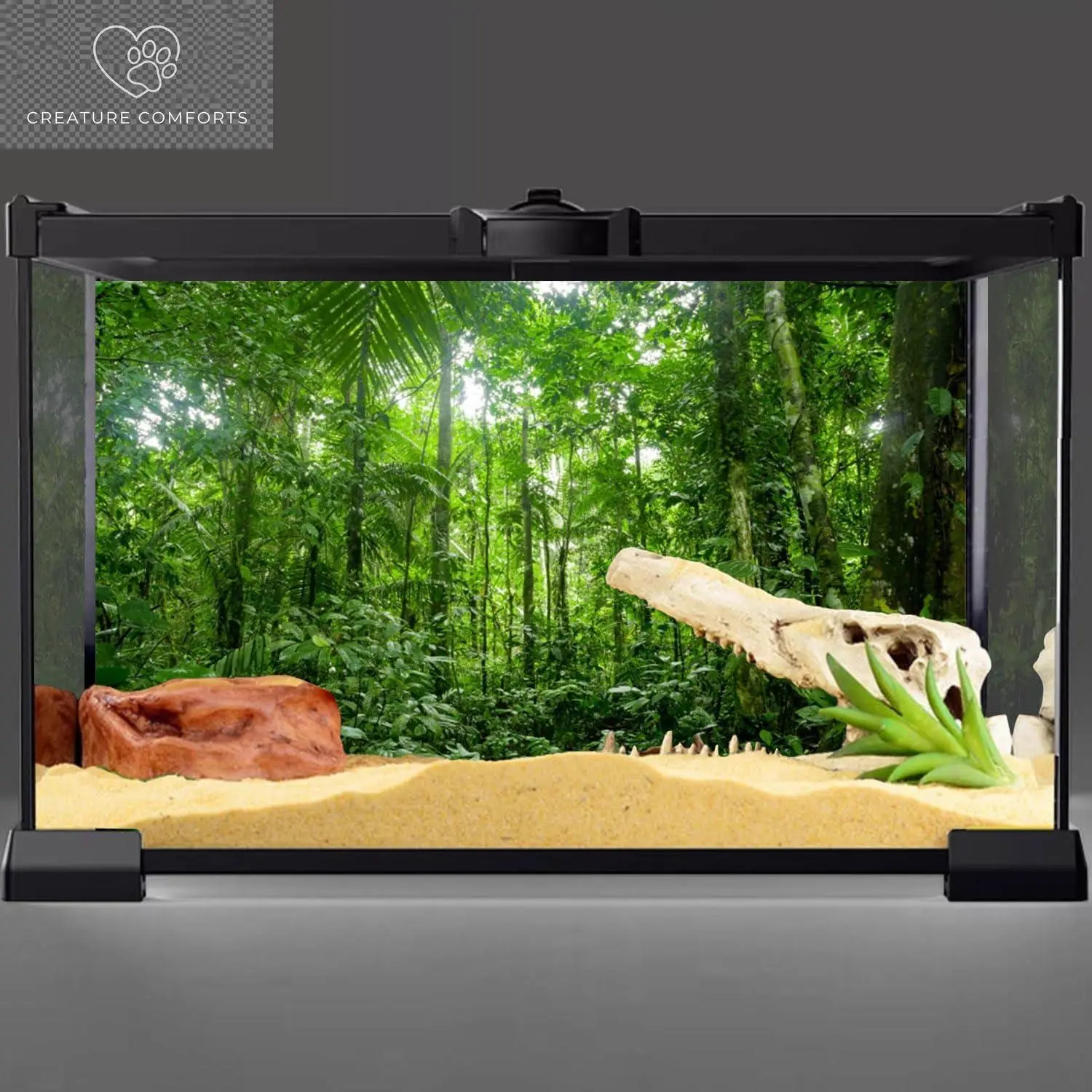 AWERT 48X18 Inches Terrarium Background Tropical Aquarium Background Green Huge Tree Rainforest Reptile Habitat Background Durable Polyester Background