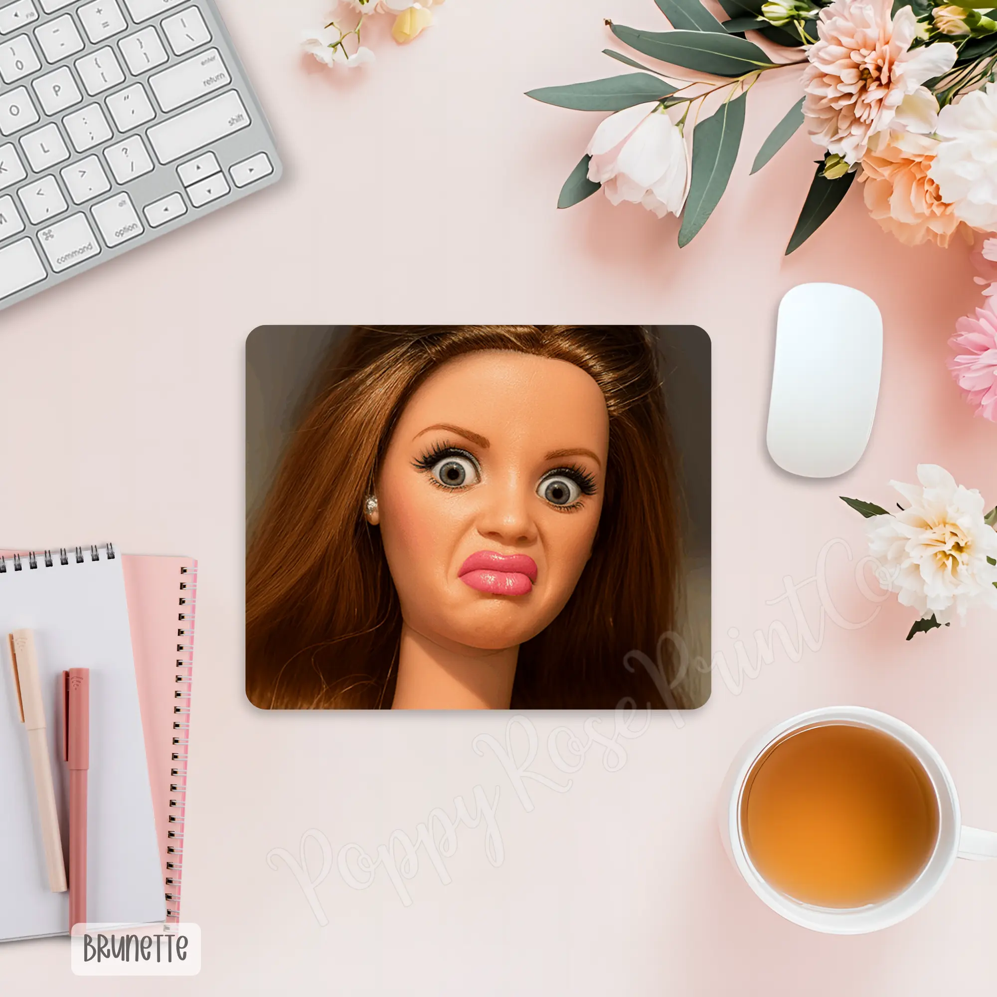 Funny Doll Face Mouse Pad, Co-worker Gift for Friend
