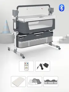 Baby Bassinet,Automatic Electric Rocking with Remote,Newborn Bedside Bassinet, Foldable Travel Co-Sleeper for Infant SteAnny