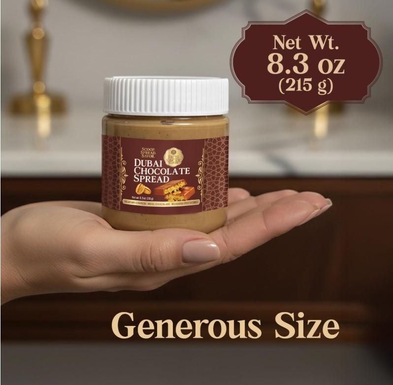 Dubai Chocolate Spread with Kataifi Pistachio Cream – 8.3oz Luxurious Middle Eastern Chocolate Delight – Rich, Creamy Texture, Premium Gourmet Gift