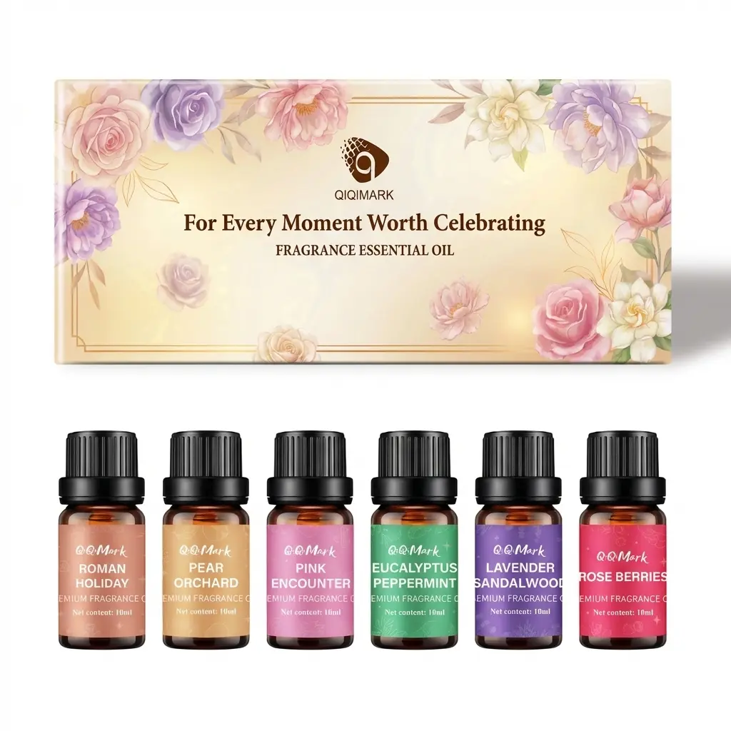 9PCS Boxed Assortment Scented Oils Celebration Set - Floral Bouquet & Romantic Fragrance Scented Oils for Diffusers/Candles Making, Long-Lasting Home Fragrance Aromatherapy Supplies