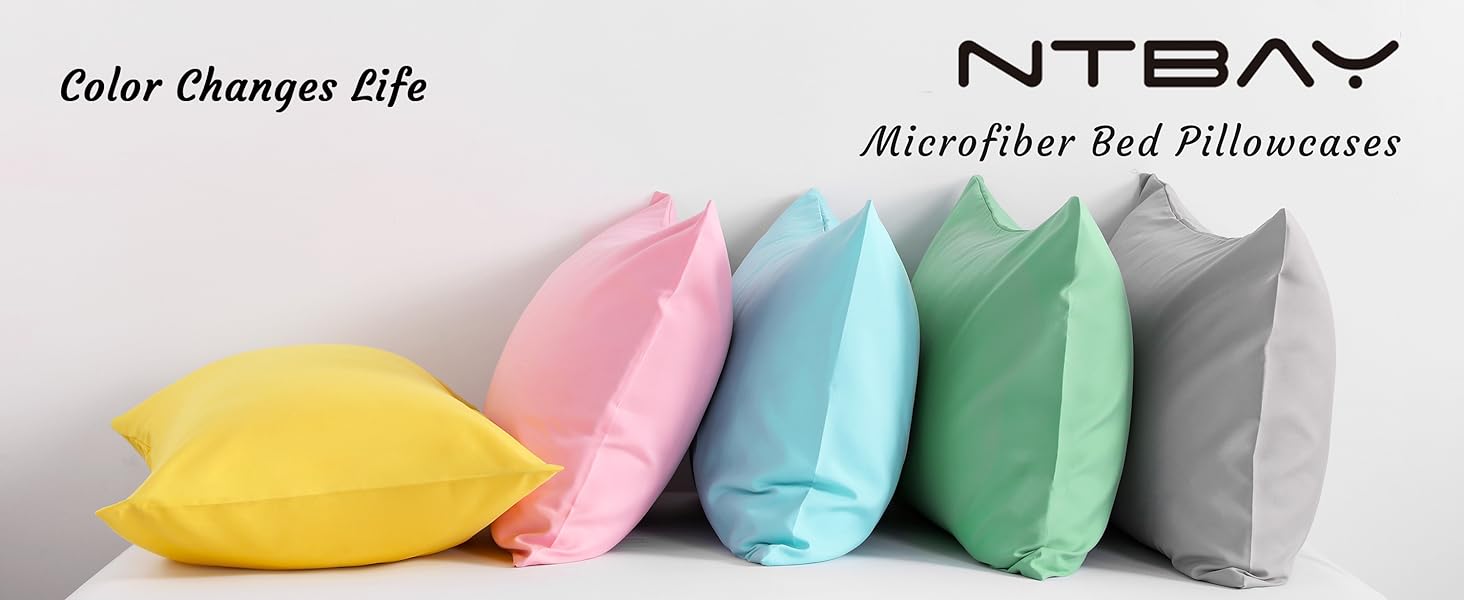 NTBAY Pillowcase Set, 2 Pack Soft Microfiber, Wrinkle-Free & Fade-Resistant, Easy Care