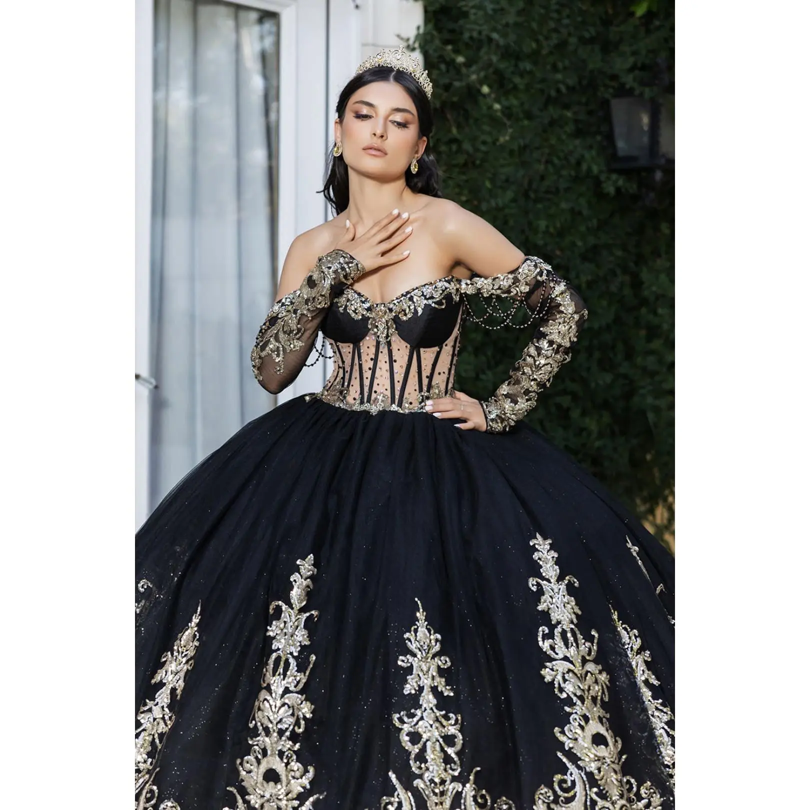 black and gold sweet 16 dresses Quinceanera Dress 1839 By Dancing Queen Black/Gold / XSmall