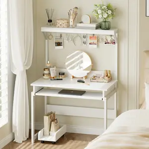 ALISENED Gaming Desk Study Table Modern Writing  with Storage Shelves brown legs work from home desk Display Organize Space Saving Sturdy Computer Working Desk  Computer Office Desk Wooden Desktop