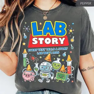 Comfort Colors Lab Story Every Test Tells A Story Lab Week 2026 Laboratory Shirt, Funny Phlebotomist Medical Lab Tech Med Lab Team Graphic Tee